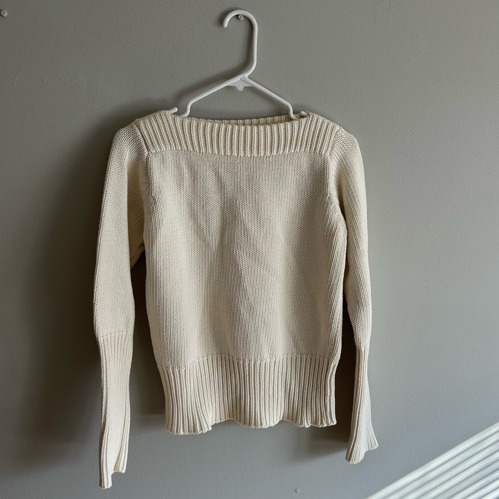 Gap Vintage 90s Y2K Cream Boat Neck Pull Over Sweater - Size L